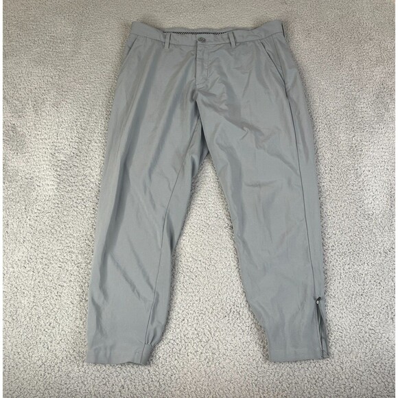 Primo Golf Pants Men 35 Short Gray Tapered Performance Jogger Stretch Ankle Zip